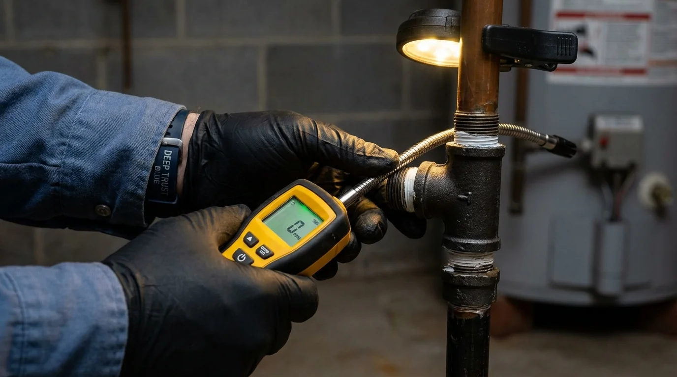 Gas leak detection with electronic sniffer by Johns Plumbing LLC in Poulsbo