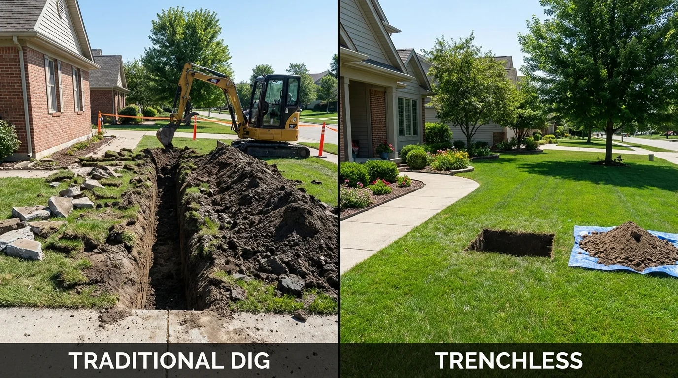 Trenchless sewer repair with minimal yard damage versus traditional excavation in Poulsbo, WA